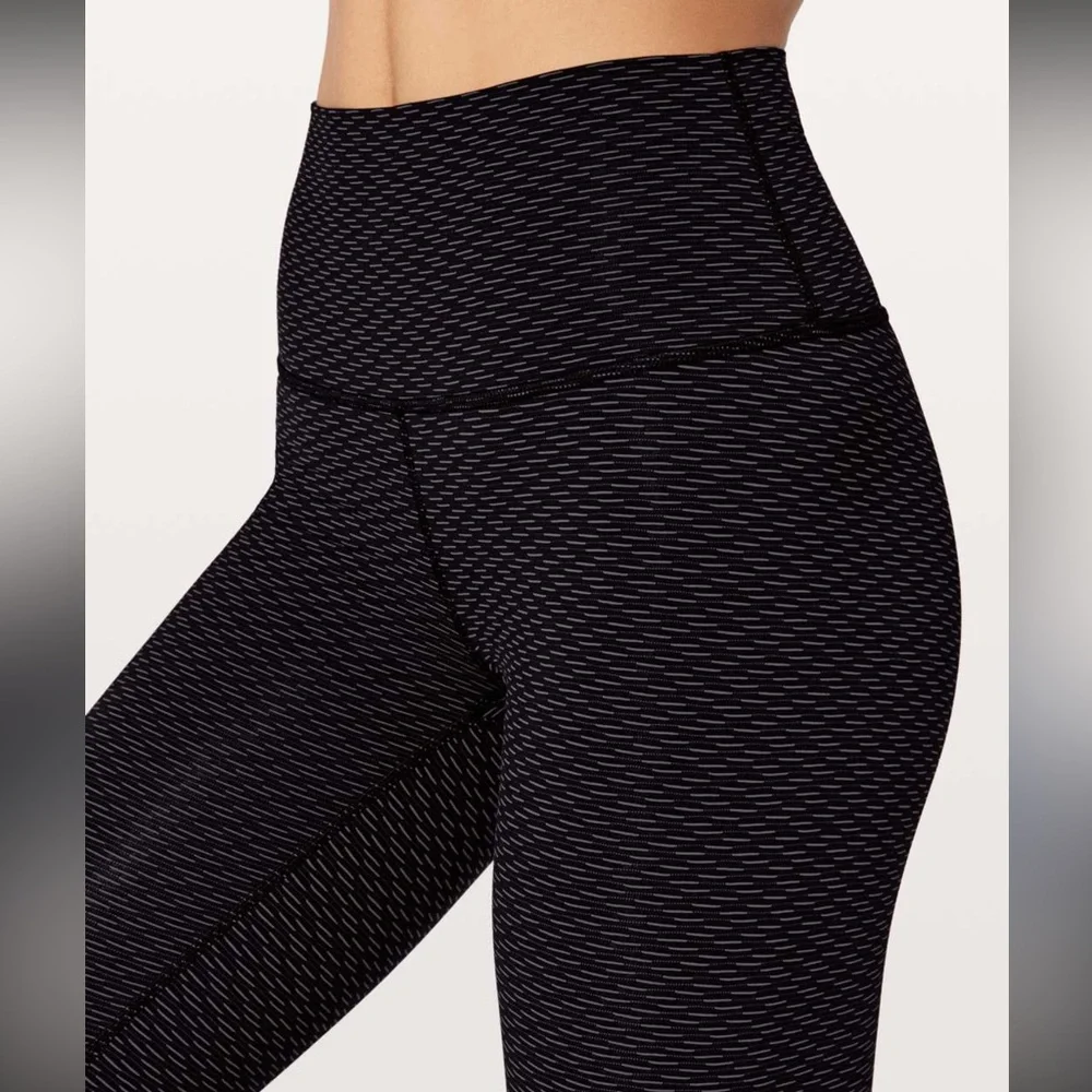 lululemon athletica Wunder Under Score Jacquard Black Cropped High Rise Leggings